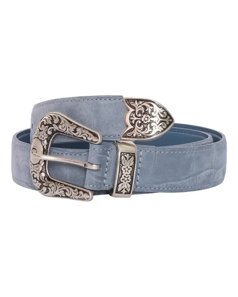 Orciani floral-engraved buckle belt - Blau Blau