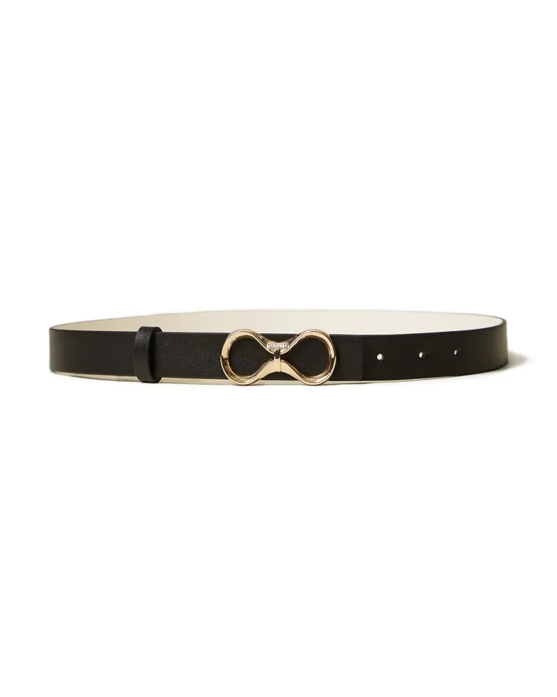 Twin-Set logo-buckle reversible leather belt - Schwarz Schwarz