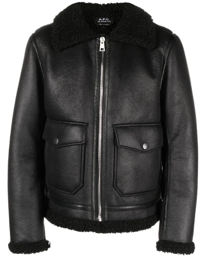 A.P.C. Bomberjacke mit Faux Shearling - Schwarz Schwarz