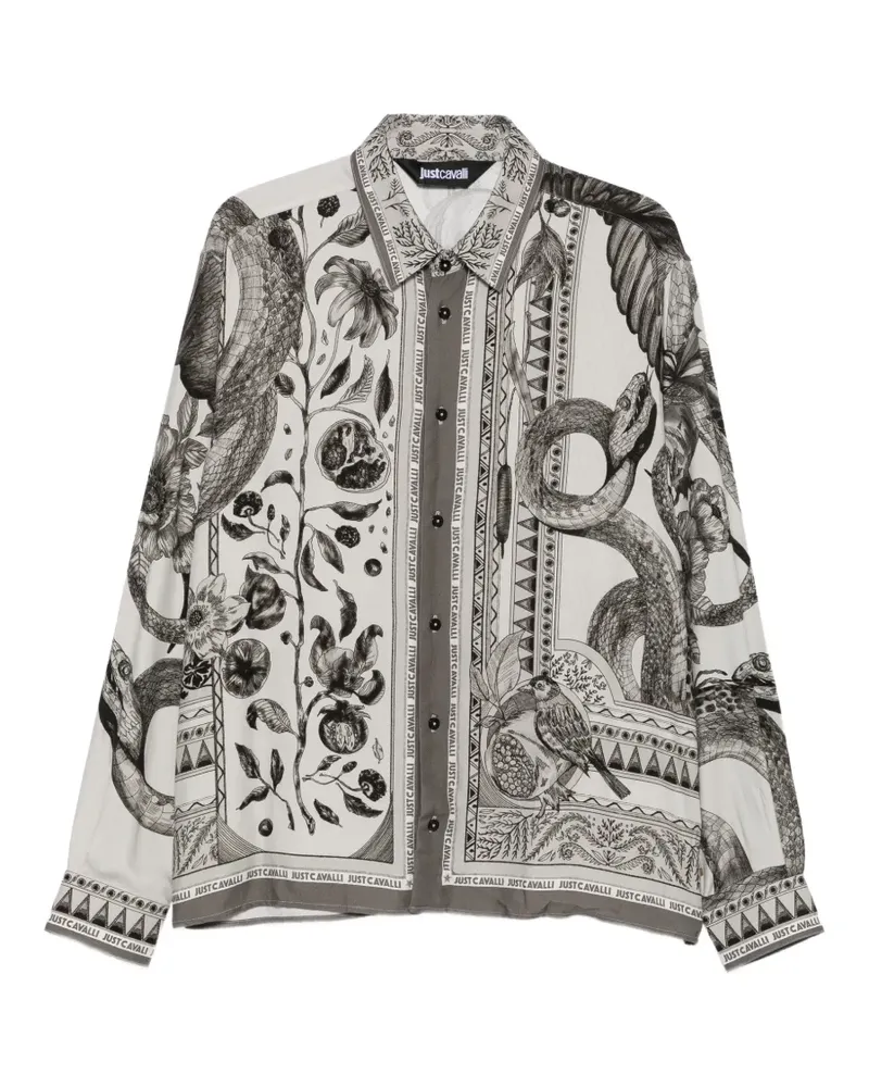 Just Cavalli graphic-print long-sleeve shirt - Grau Grau