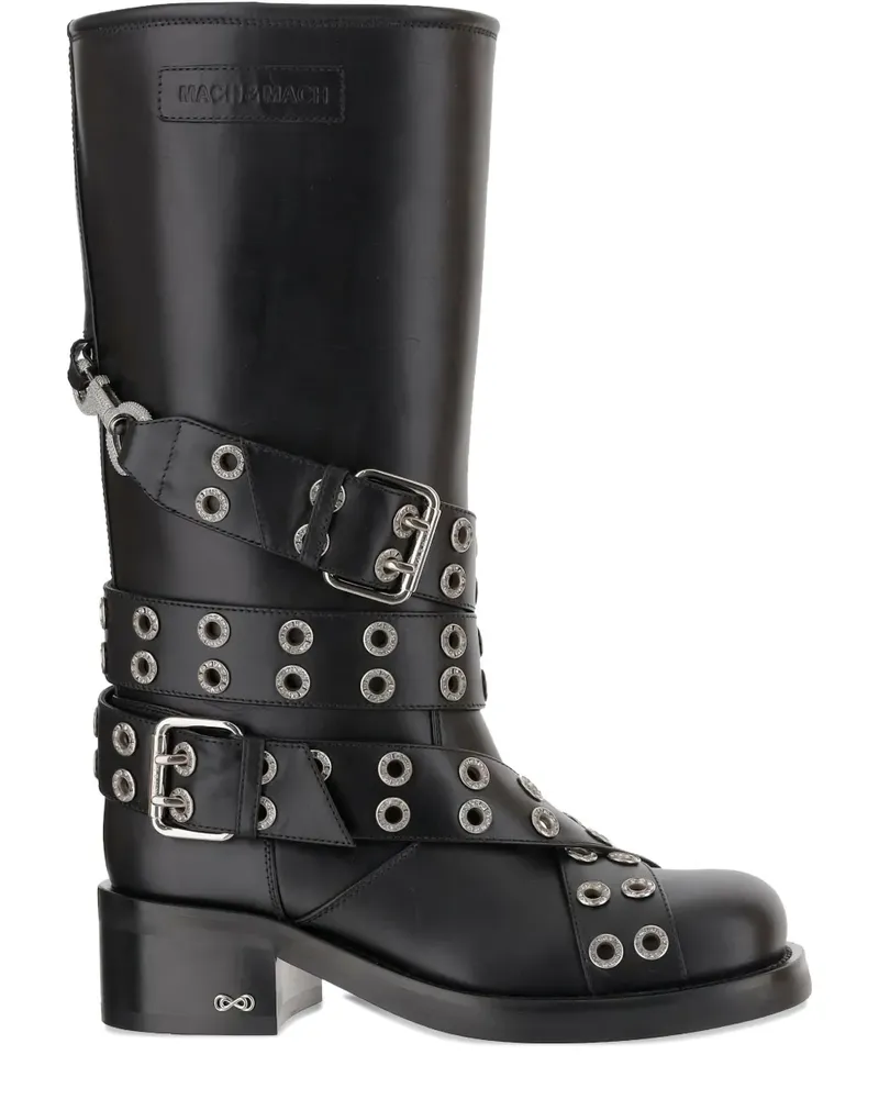 Mach & Mach 50mm eyelet-detail buckle-strap boots - Schwarz Schwarz
