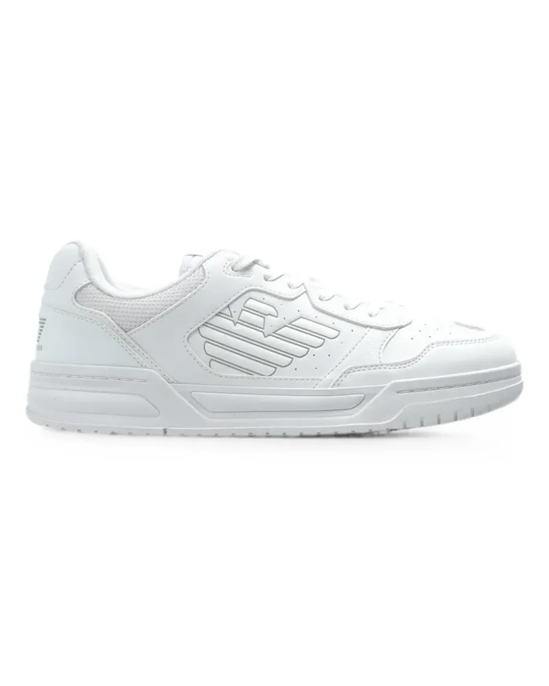 EA7 logo-embossed leather sneakers - Weiß Weiß