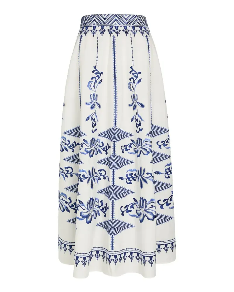 Emporio Sirenuse Camille embroidery midi skirt - Weiß Weiß