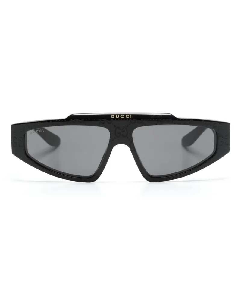 Gucci GG Supreme Sonnenbrille mit geometrischem Gestell - Schwarz Schwarz