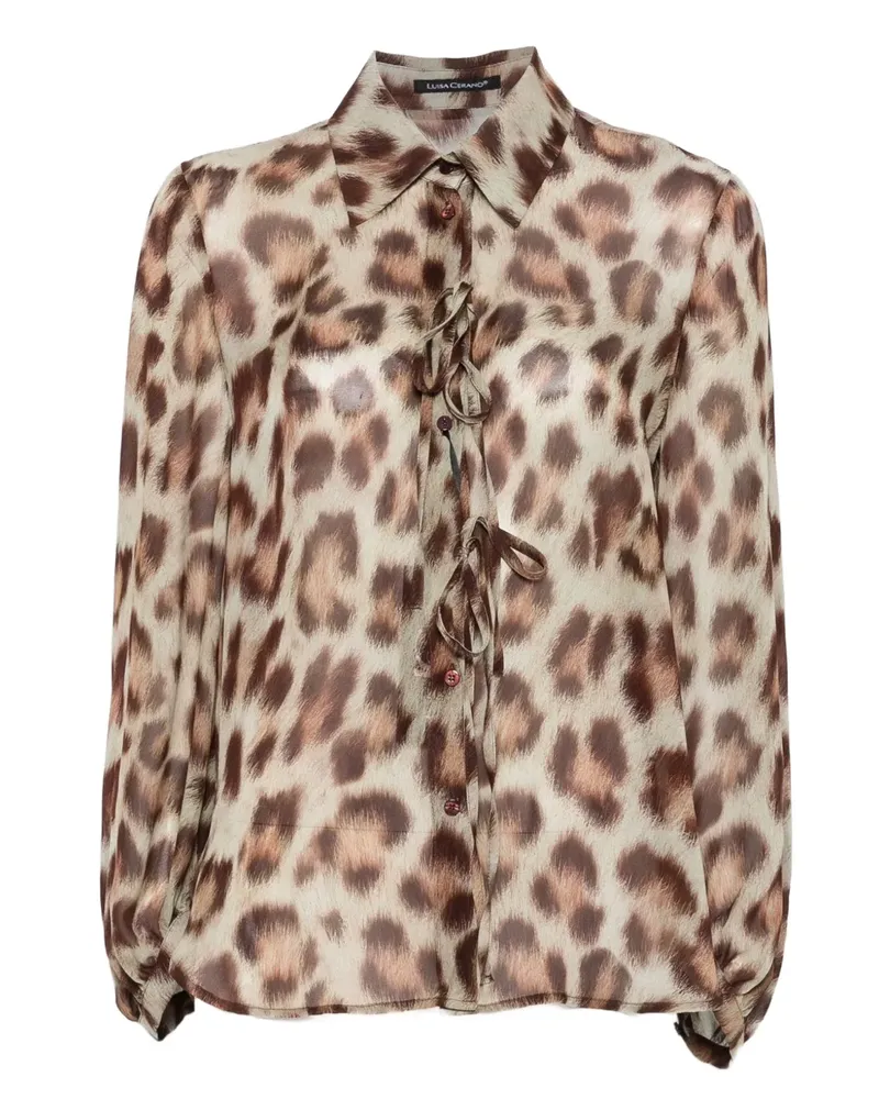 Luisa Cerano Bluse mit Leoparden-Print - Braun Braun
