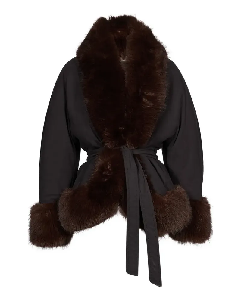 ANDAMANE Brina faux-fur trim belted coat - Schwarz Schwarz