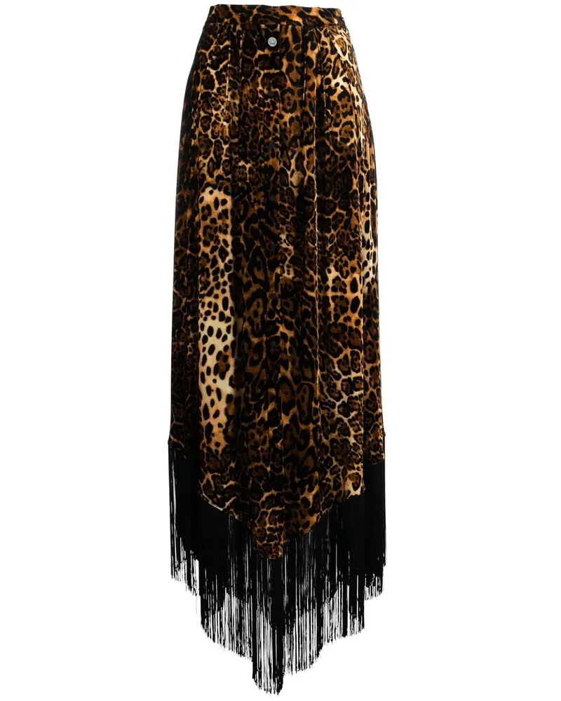Roberto Cavalli Maxirock mit Leoparden-Print - Orange Orange