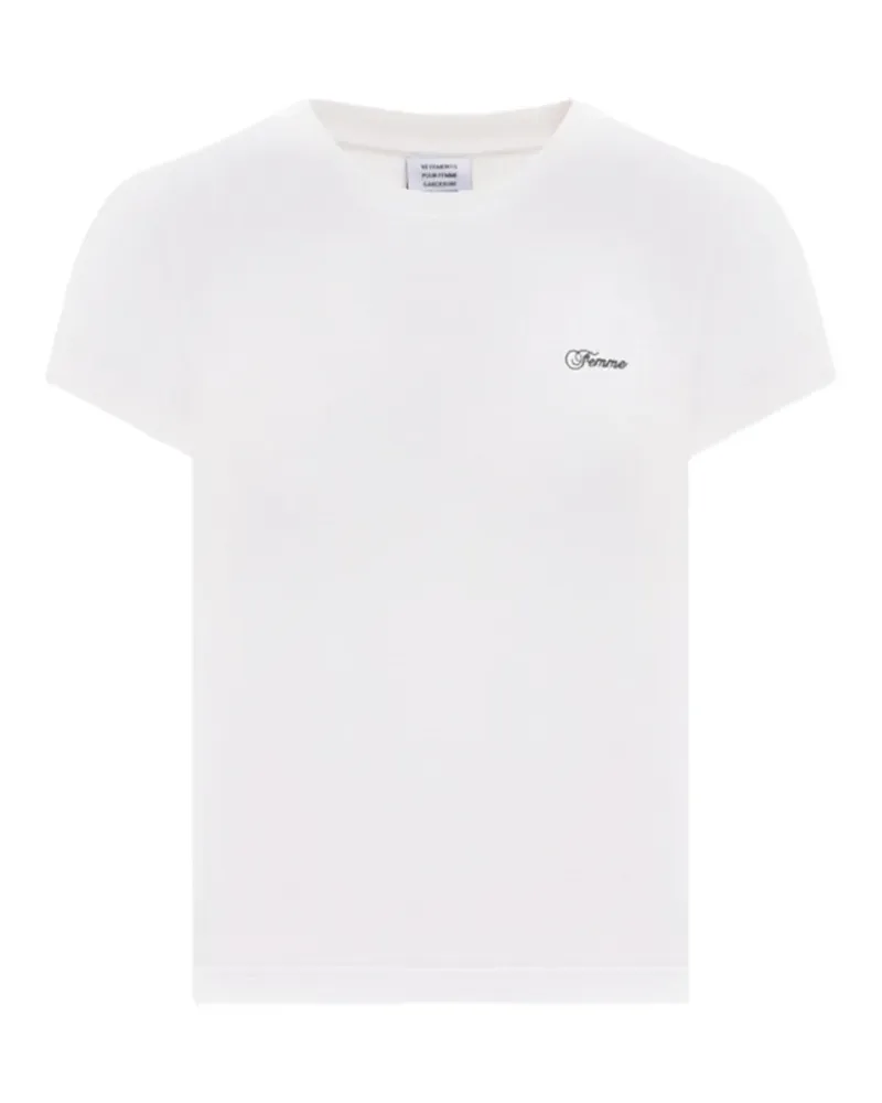 VETEMENTS logo-embroidered crew-neck T-shirt - Weiß Weiß