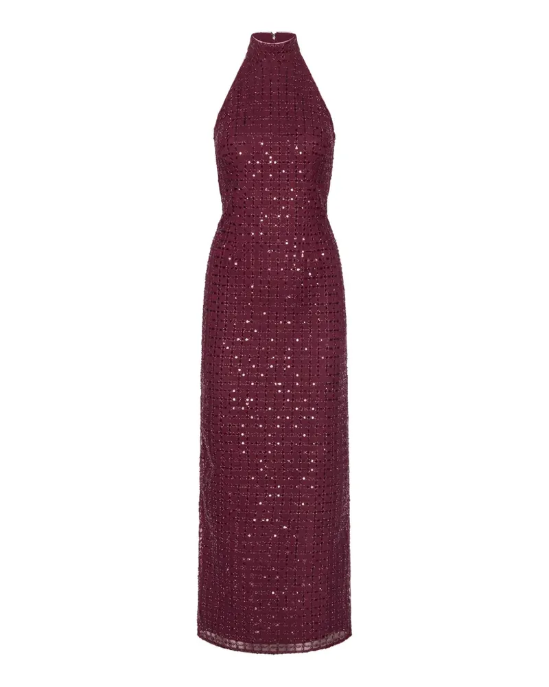 ROTATE Birger Christensen Maxikleid mit Perlen Rot