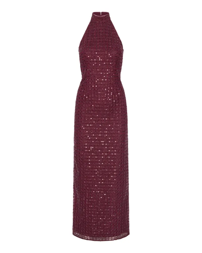 ROTATE Birger Christensen Maxikleid mit Perlen Rot