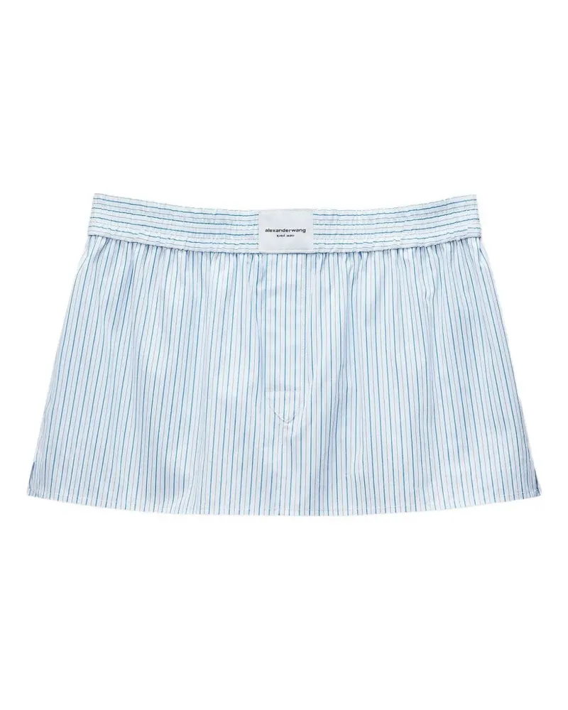 Alexander Wang Gestreifter Minirock mit Logo-Patch - Blau Blau