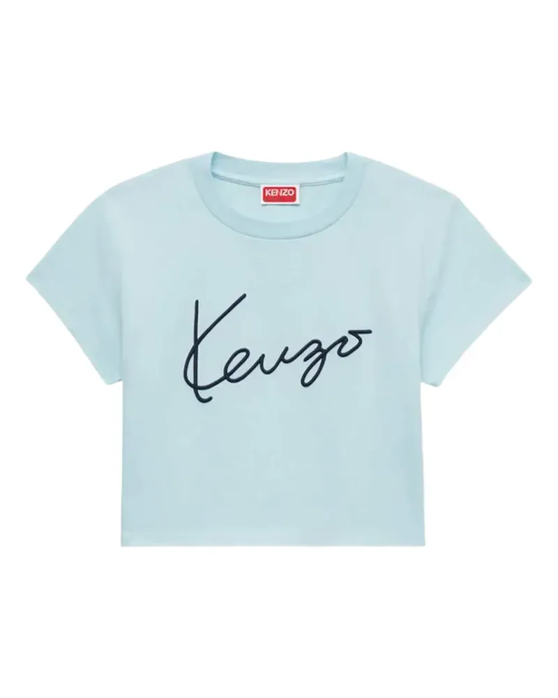 Kenzo Signature T-Shirt mit Logo-Stickerei - Blau Blau
