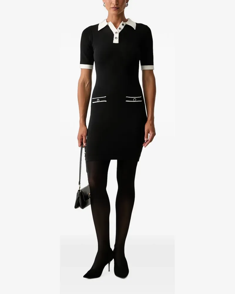 Silvian Heach Anders contrast-trim button-up mini dress - Schwarz Schwarz