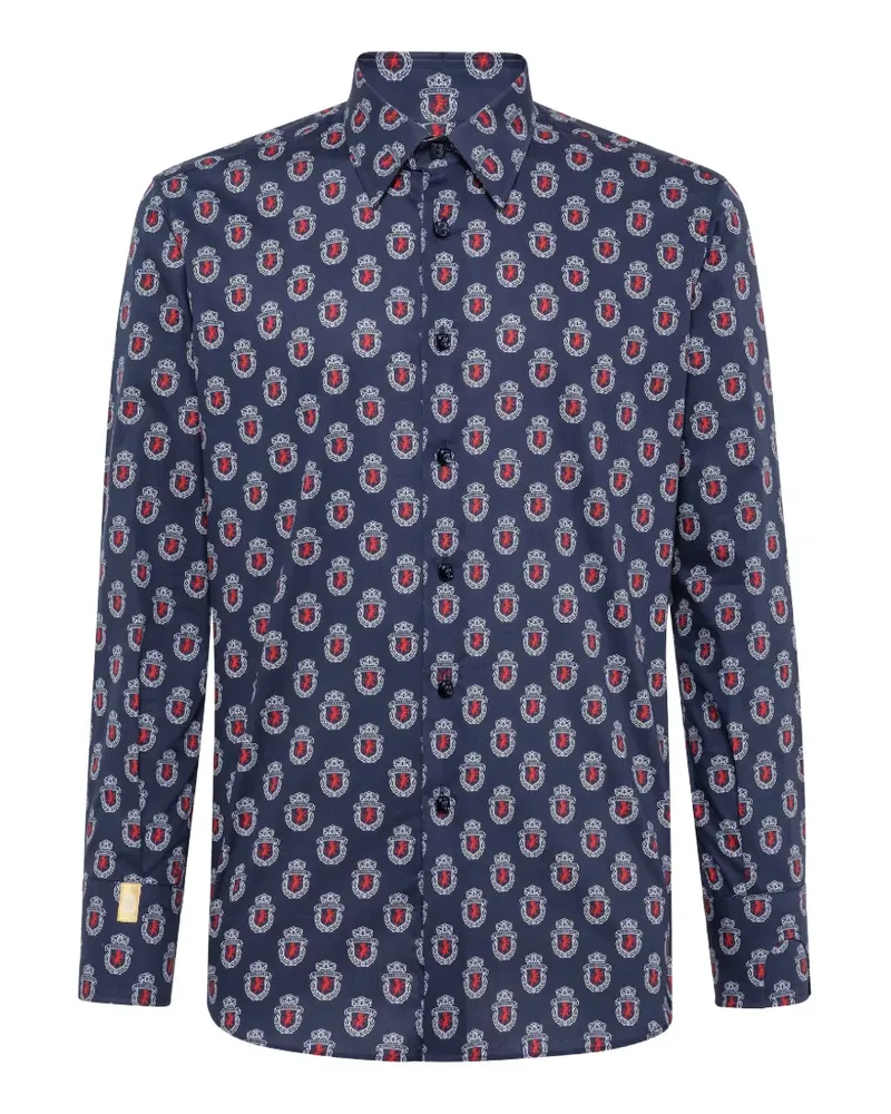 Billionaire lion rampant print shirt - Blau Blau