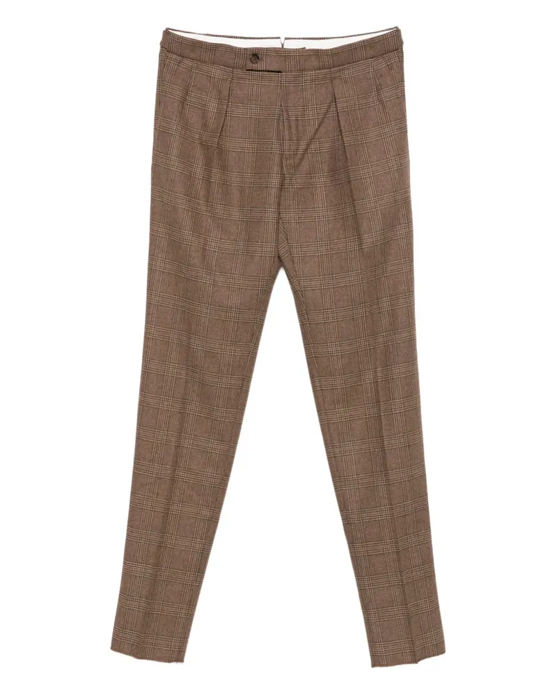 Incotex pleated checked trousers - Braun Braun