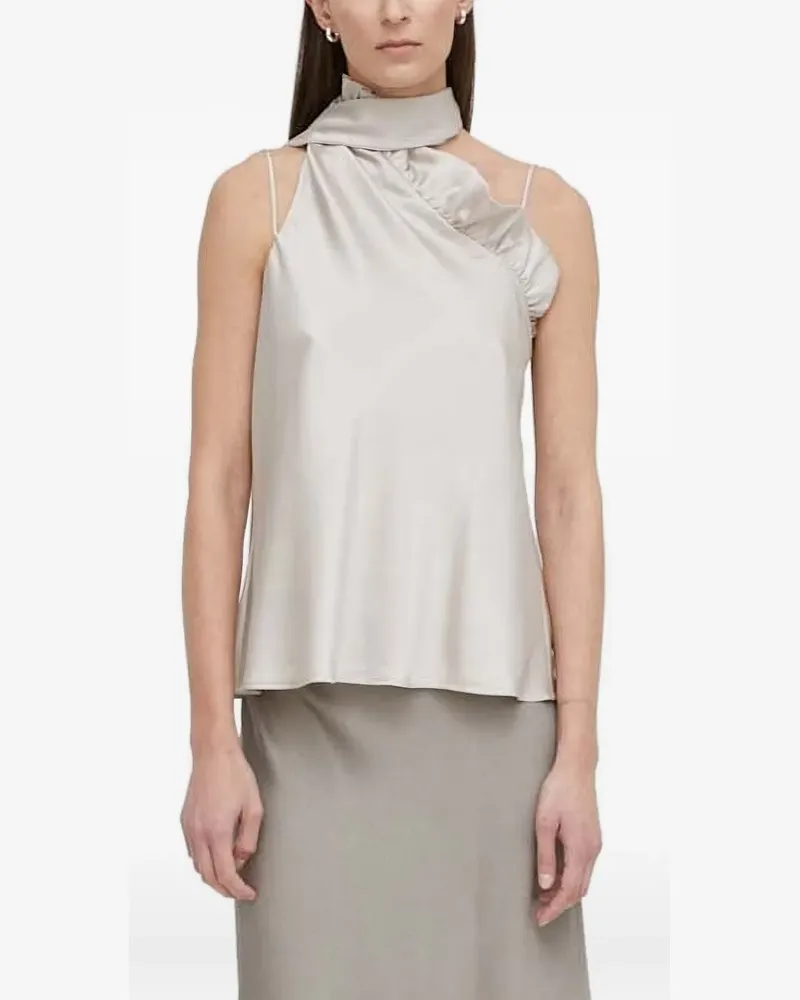 BRUUNS BAZAAR Gerüschte Bluse mit asymmetrischem Kragen - Nude Nude