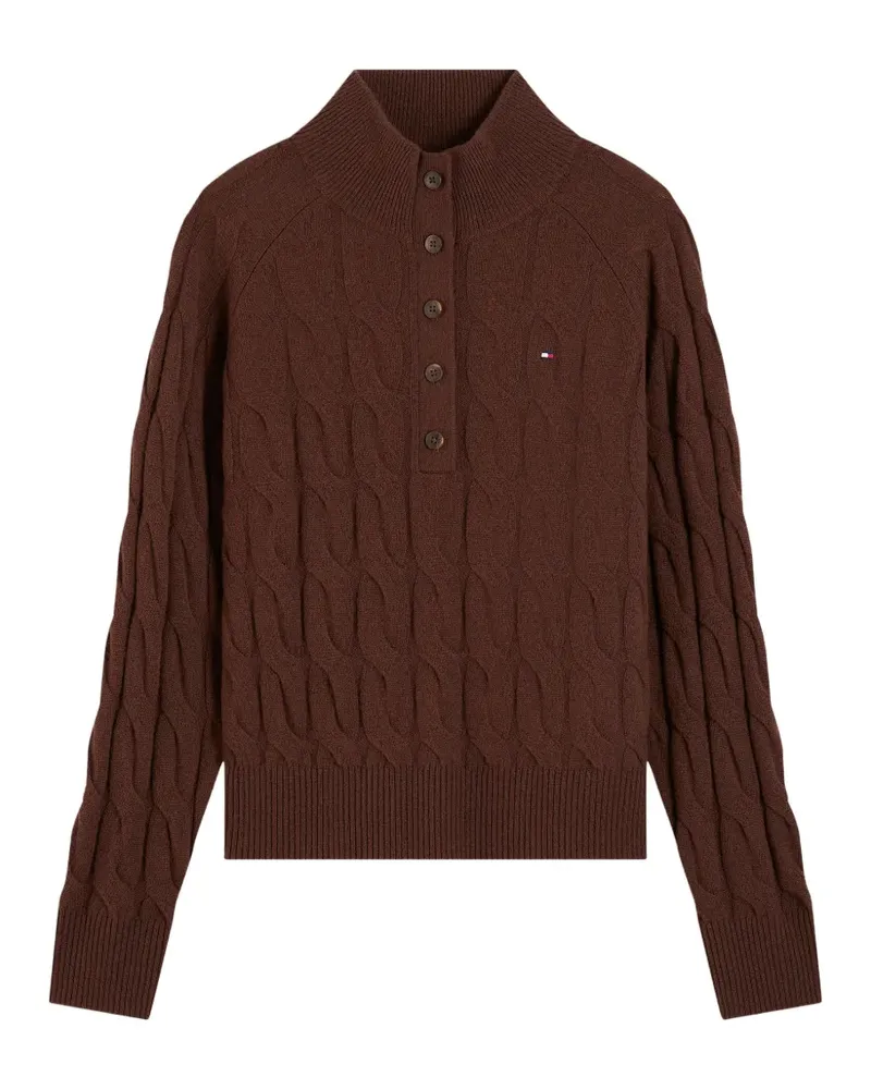 Tommy Hilfiger Geknöpfter Pullover mit Zopfmuster - Braun Braun