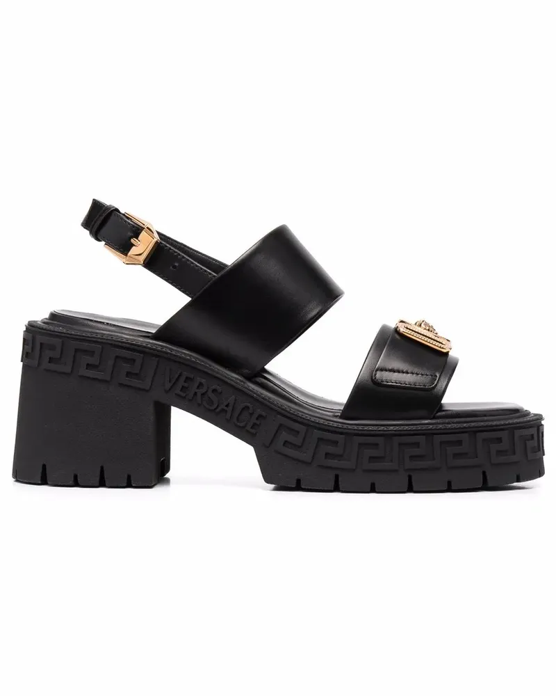 Versace Sandalen mit Medusa-Schild - Schwarz Schwarz