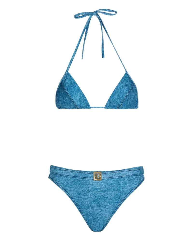 Balmain Bikini mit Logo-Schild - Blau Blau