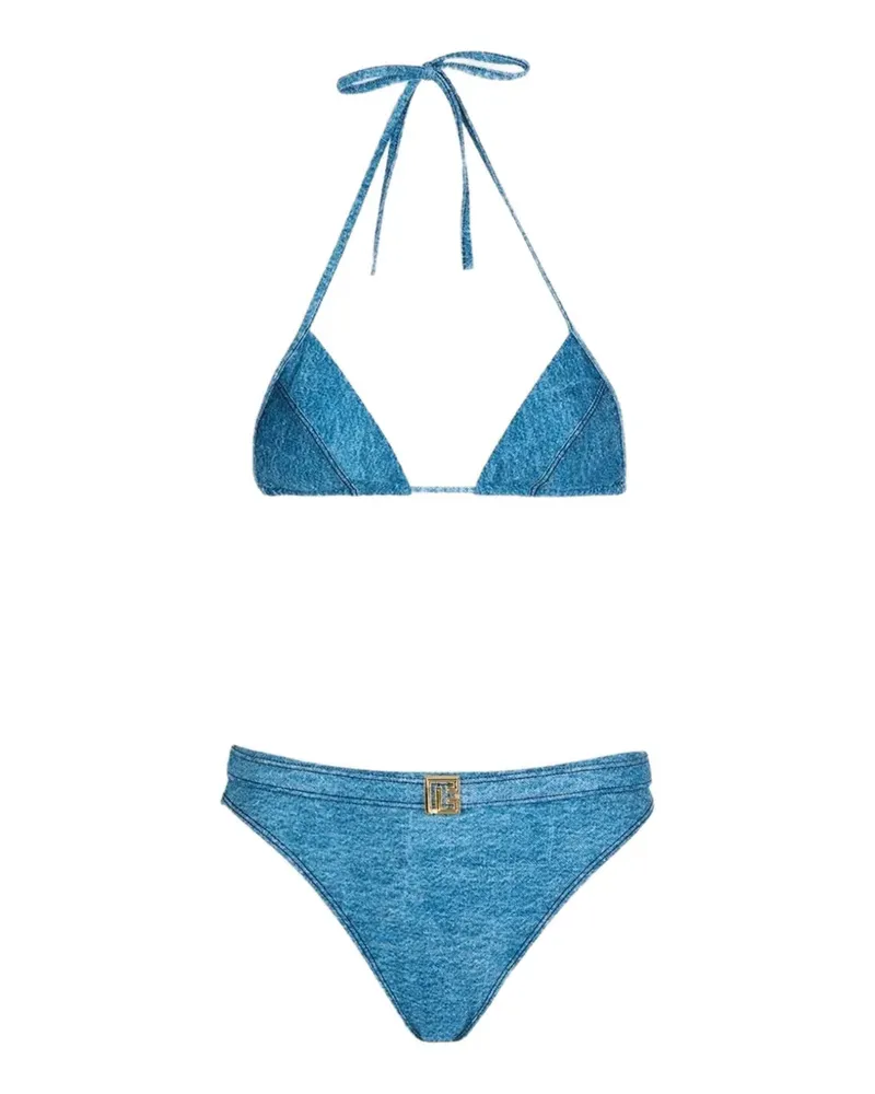 Balmain Bikini mit Logo-Schild - Blau Blau