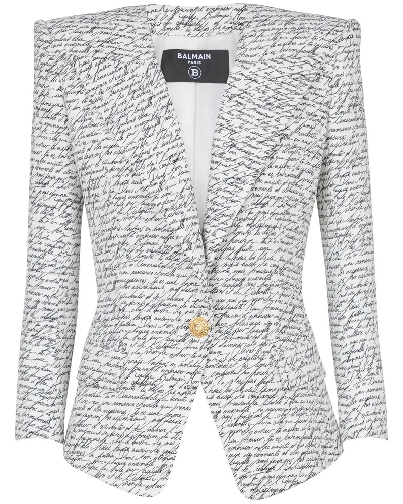 Balmain Klassische Love Letter Jacke - Weiß Weiß