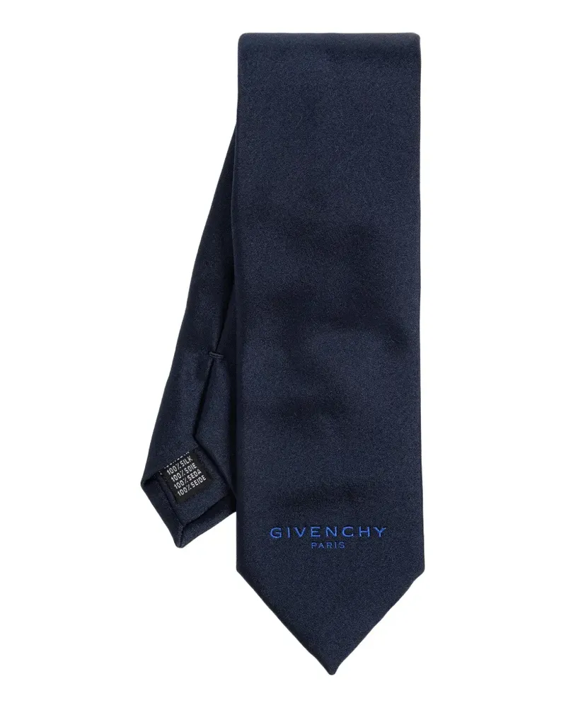 Givenchy logo-embroidered silk tie - Blau Blau