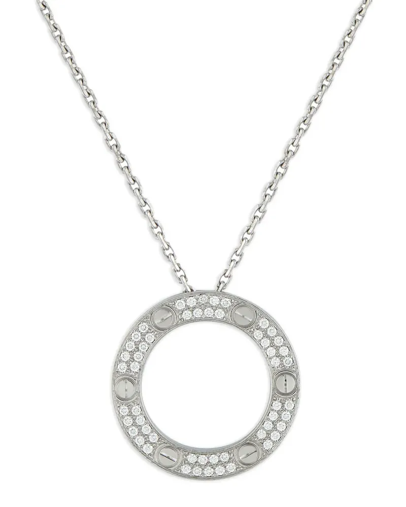 Cartier 18kt Love Weißgoldhalskette mit Diamant - Silber Silber