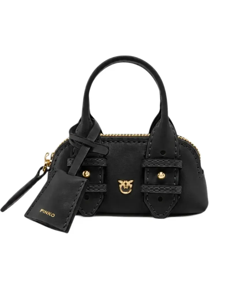 Pinko Nano Escape leather tote bag - Schwarz Schwarz