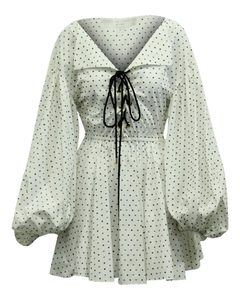 Caroline Constas polka-dot lace yoke mini dress - Weiß Weiß