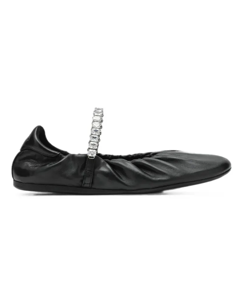 Jimmy Choo Jade Ballerinas aus weichem Nappaleder mit Kristallriemen - Schwarz Schwarz