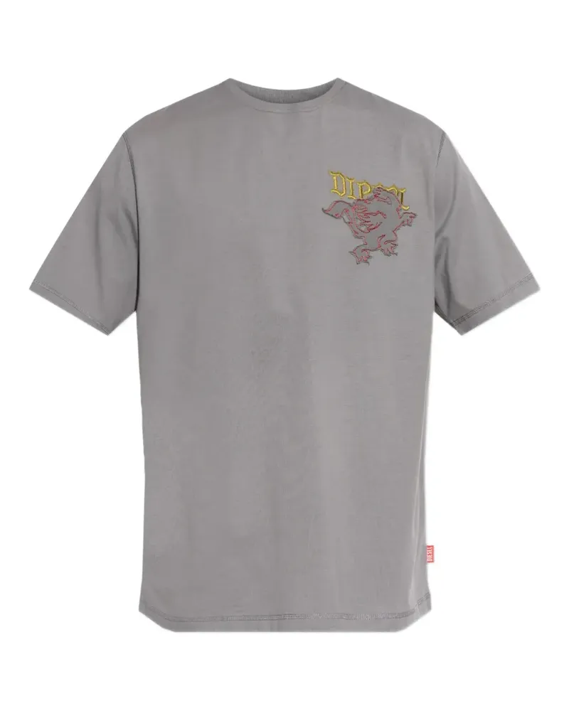 Diesel T-Shirt mit Patches - Grau Grau