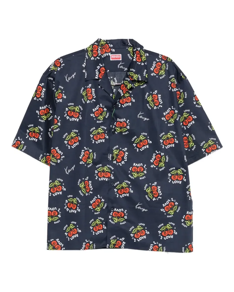 Kenzo cherry-print short-sleeve shirt - Blau Blau
