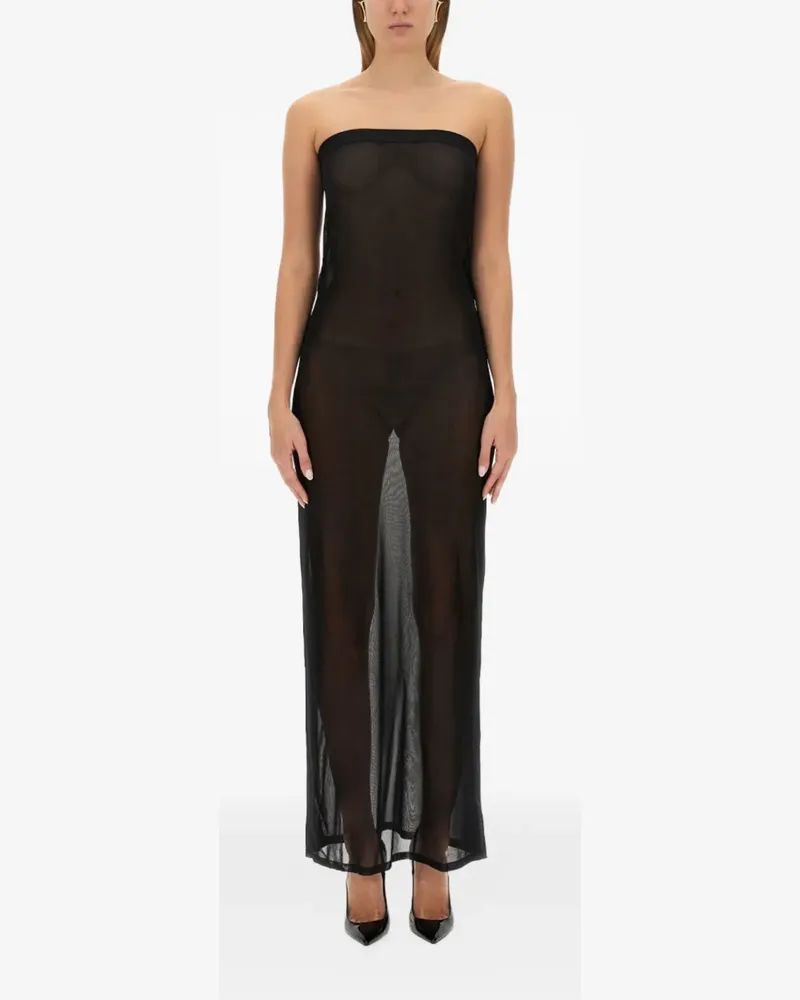 Saint Laurent Schulterfreies Maxikleid - Schwarz Schwarz