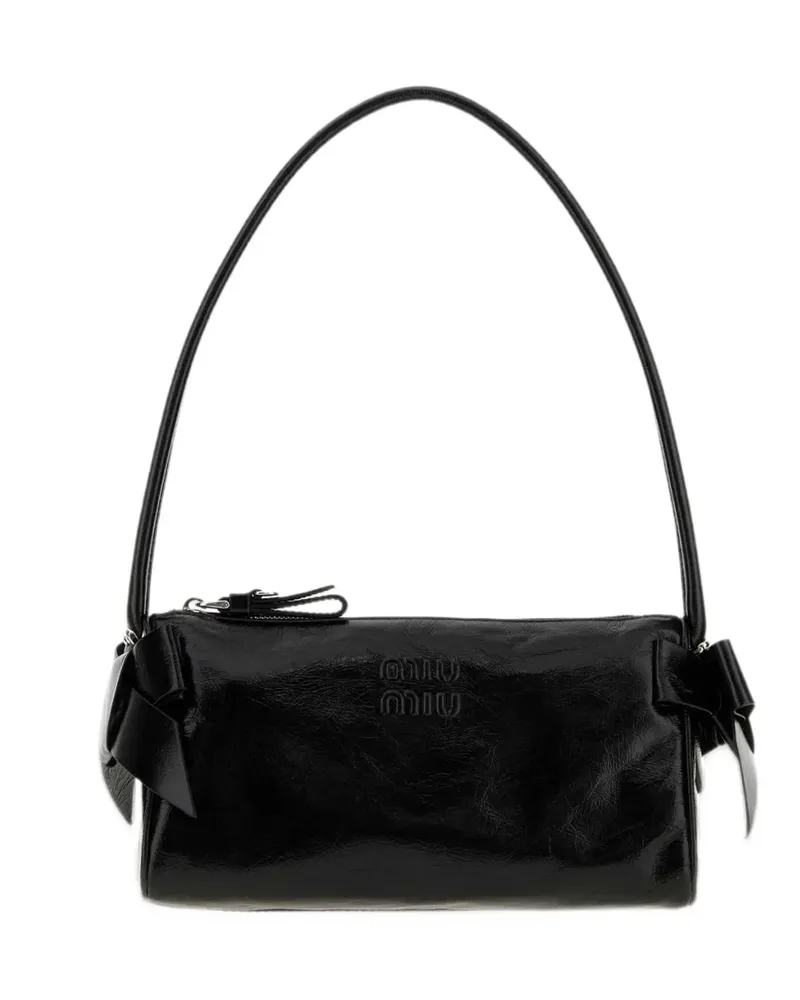Miu Miu Clutch aus glänzendem Leder - Schwarz Schwarz