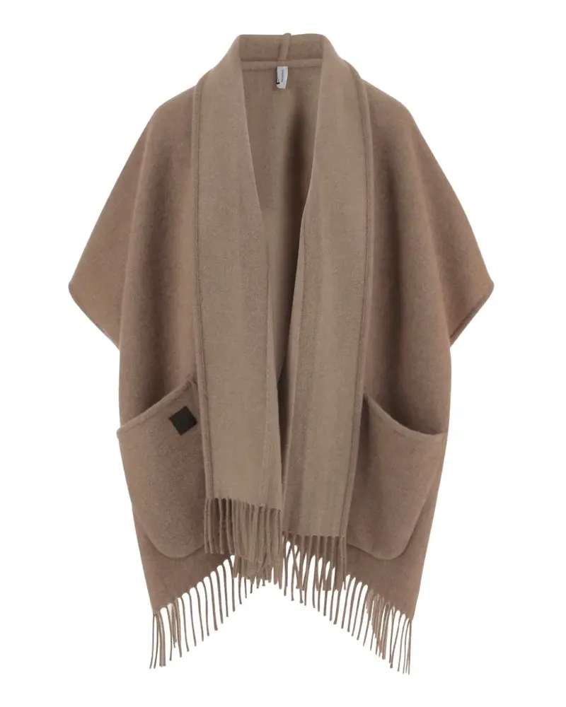 Ferragamo fringed patch-pocket cape - Braun Braun