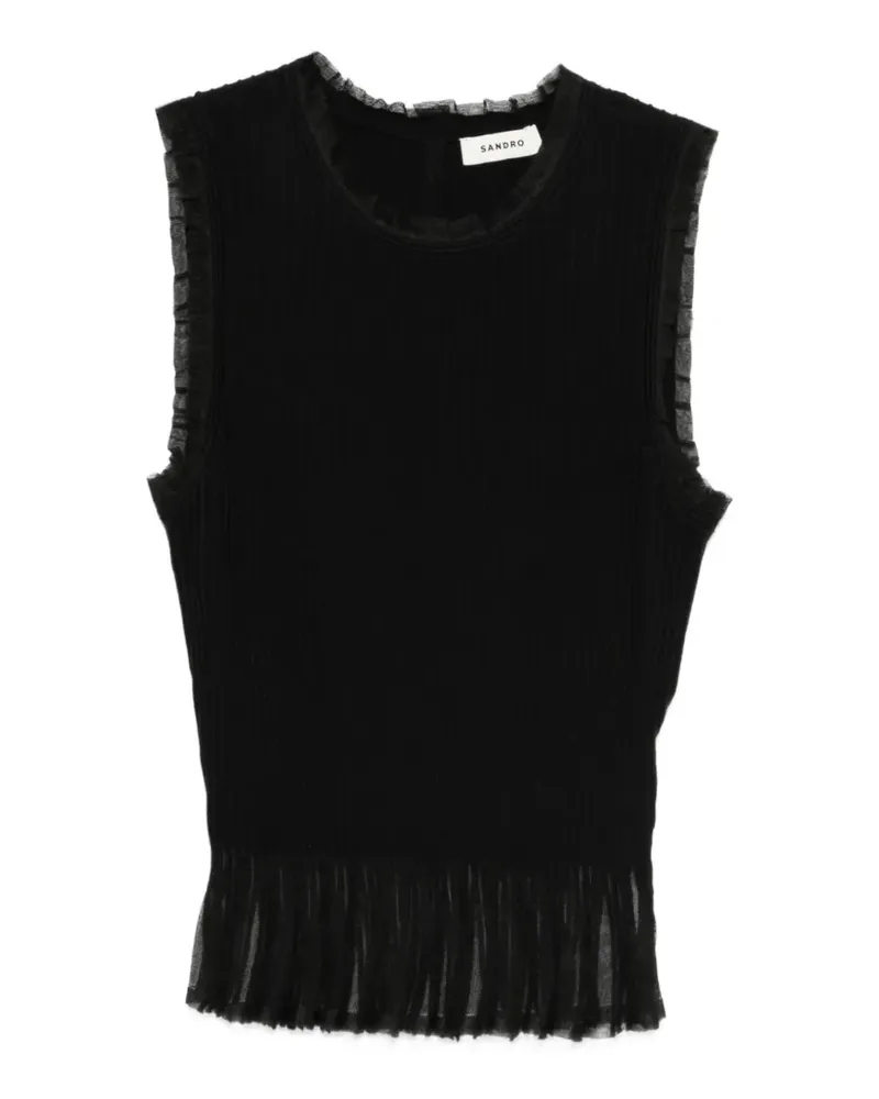 Sandro Gesmoktes Oberteil mit Rüschen - Schwarz Schwarz
