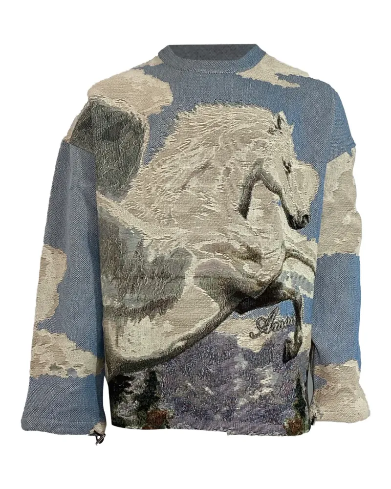 Amiri Sweatshirt mit Pegasus-Tapisserie - Blau Blau