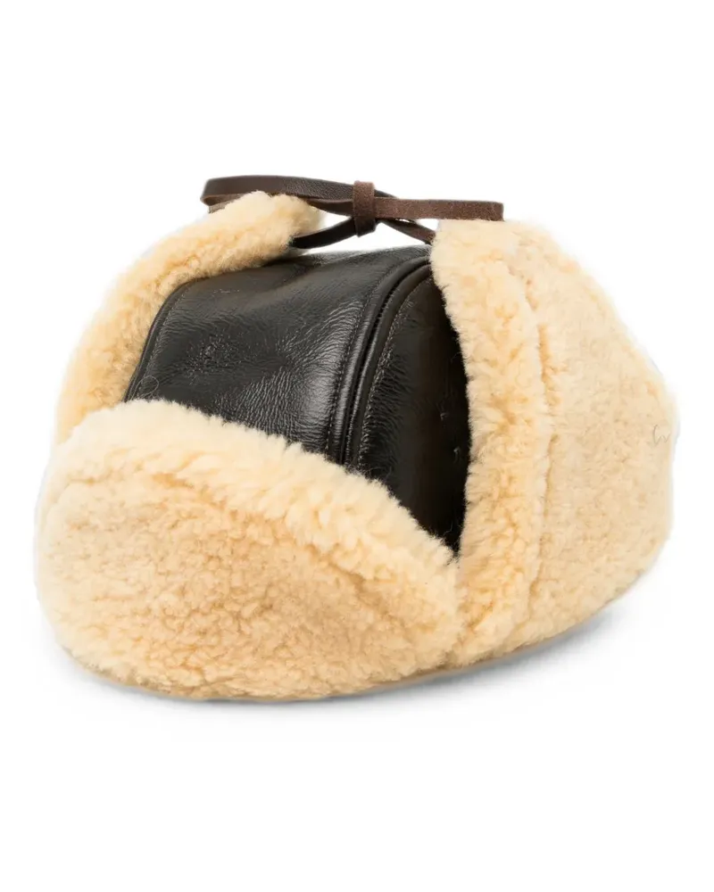 Mastermind World shearling-trim leather pilot hat - Braun Braun