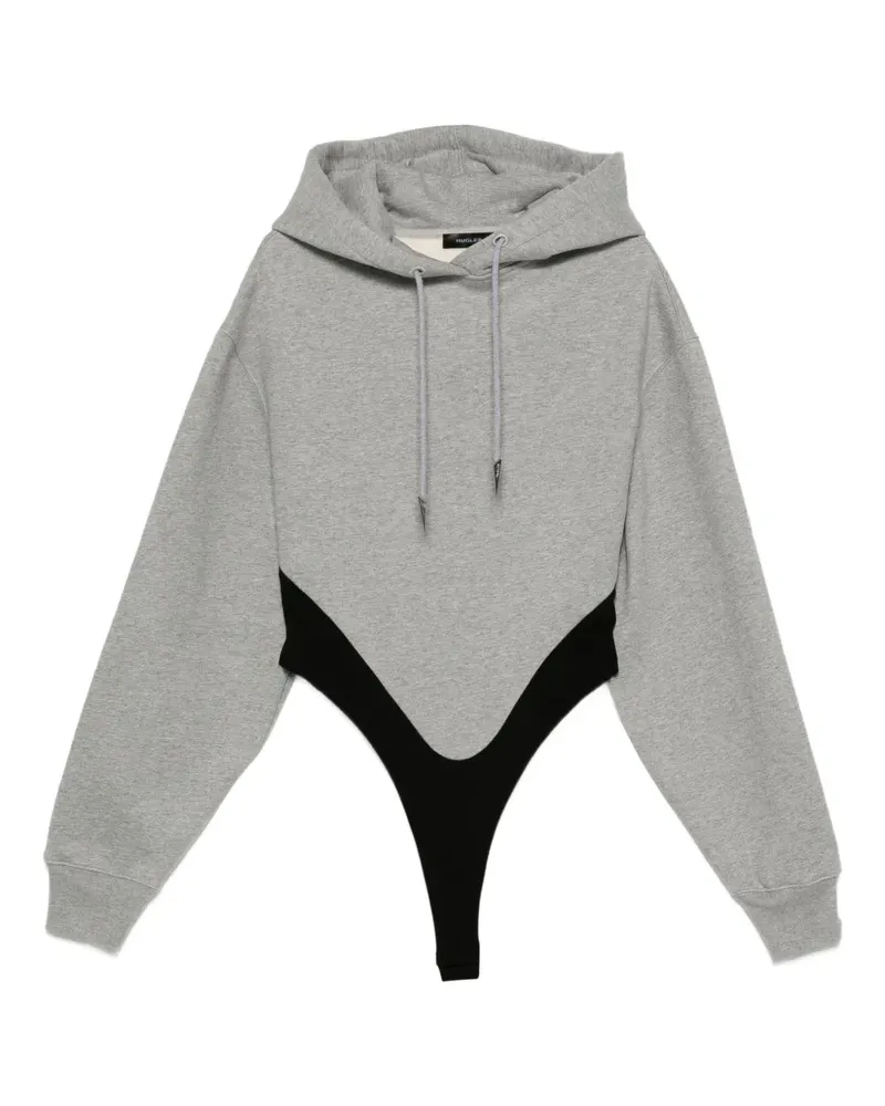 Thierry Mugler Body mit Kapuze - Grau Grau