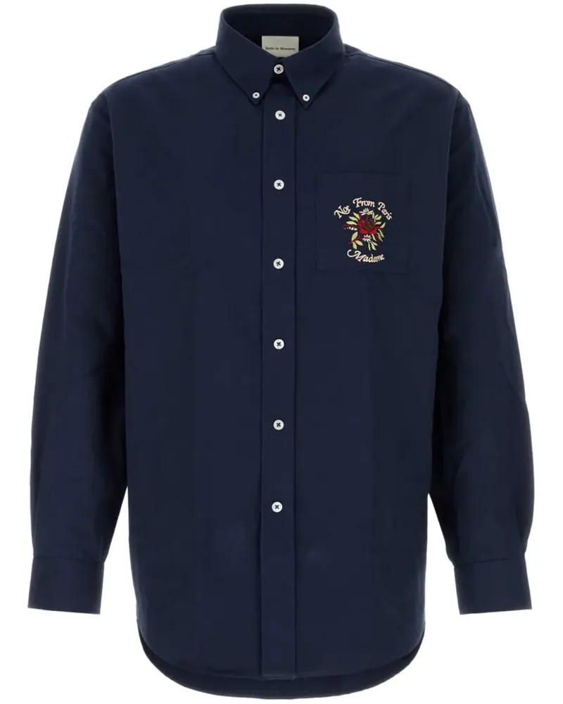 Drôle de Monsieur La Chemise Slogan Fleurs Hemd - Blau Blau