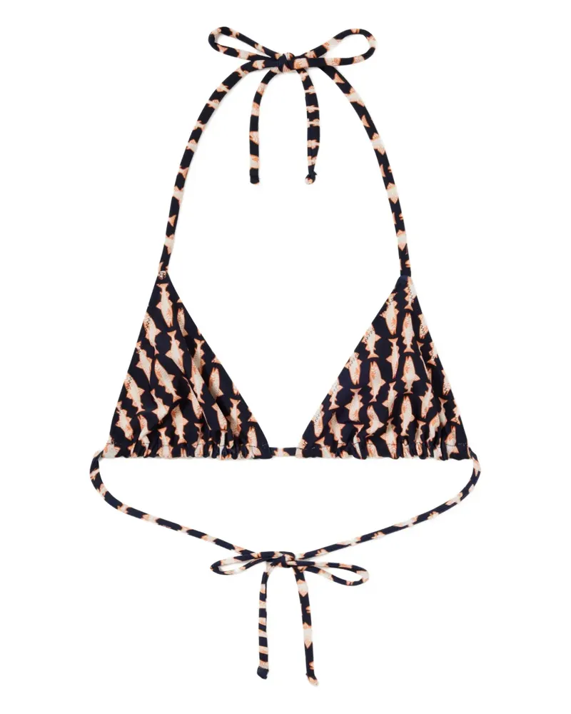 La DoubleJ Triangel-Bikinioberteil mit Fisch-Print - Blau Blau