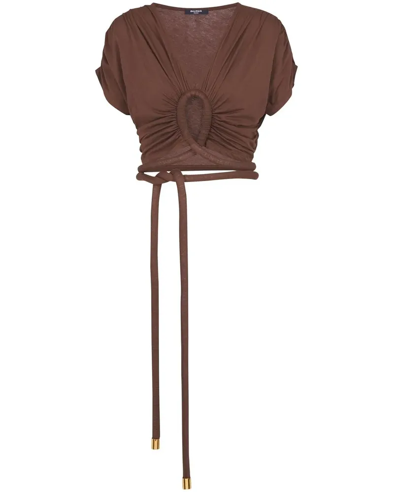 Balmain Cropped-Top mit Knotendetail - Braun Braun