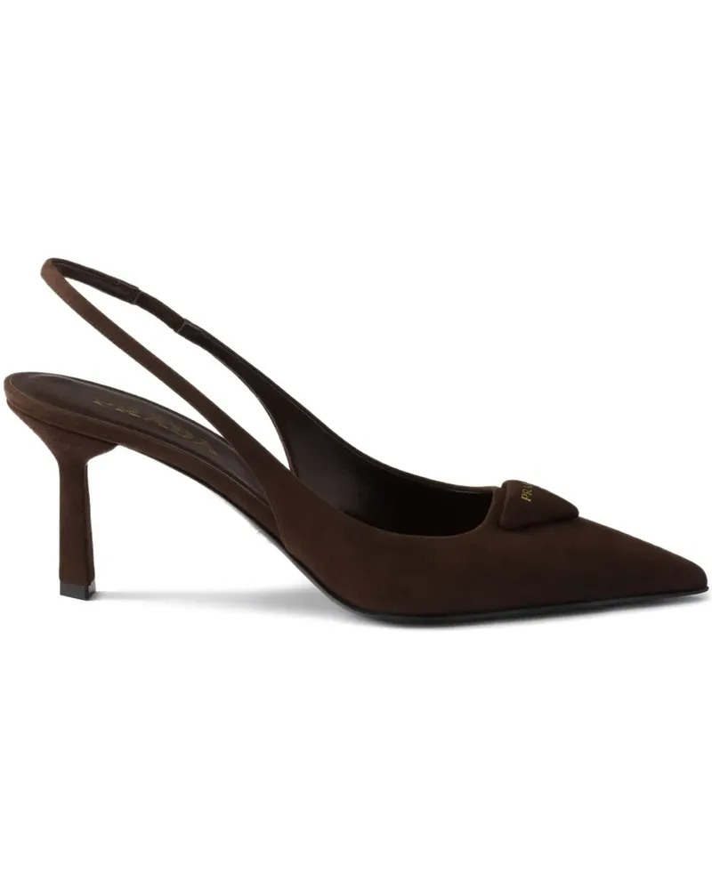 Prada Slingback-Pumps mit Triangel-Logo 75mm - Braun Braun
