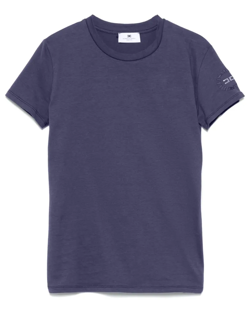 Elisabetta Franchi T-Shirt mit gummiertem Logo - Blau Blau