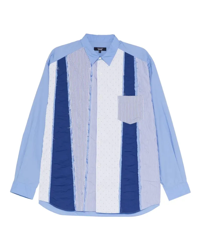 Comme des Garçons Hemd im Patchwork-Look mit ausgefransten Kanten - Blau Blau