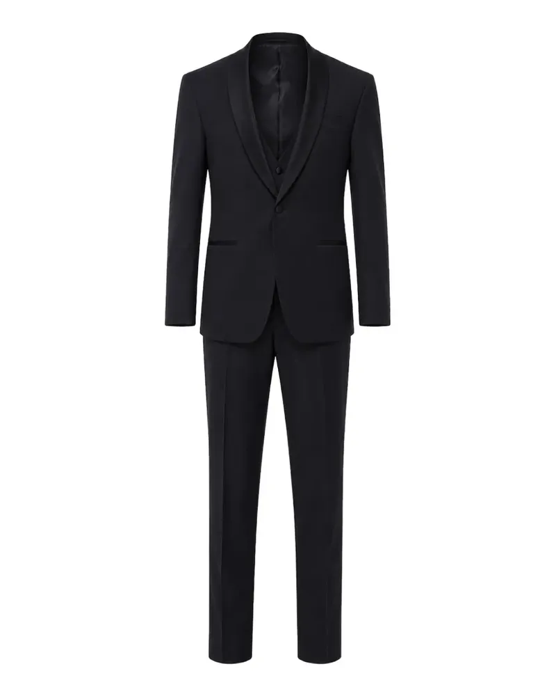 Corneliani satin-lapel three-piece suit - Schwarz Schwarz