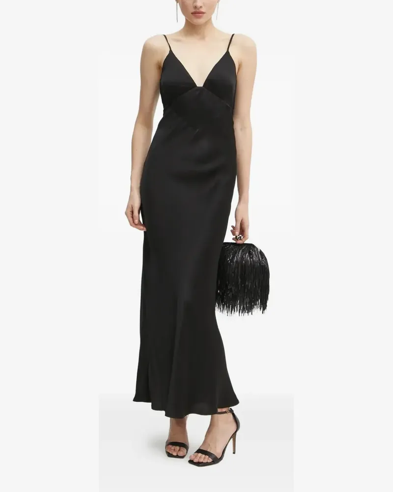 Bardot Midikleid mit V-Ausschnitt - Schwarz Schwarz
