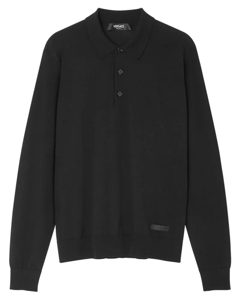 Versace Langärmeliges Poloshirt - Schwarz Schwarz
