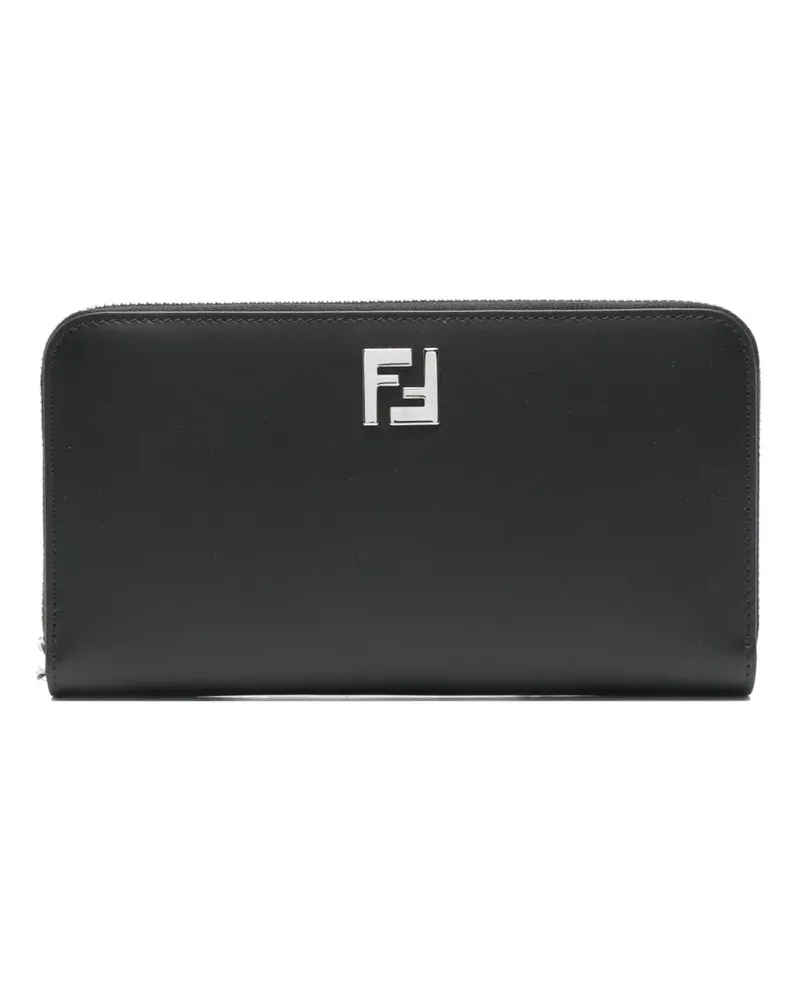 Fendi Portemonnaie mit Logo-Schild - Schwarz Schwarz
