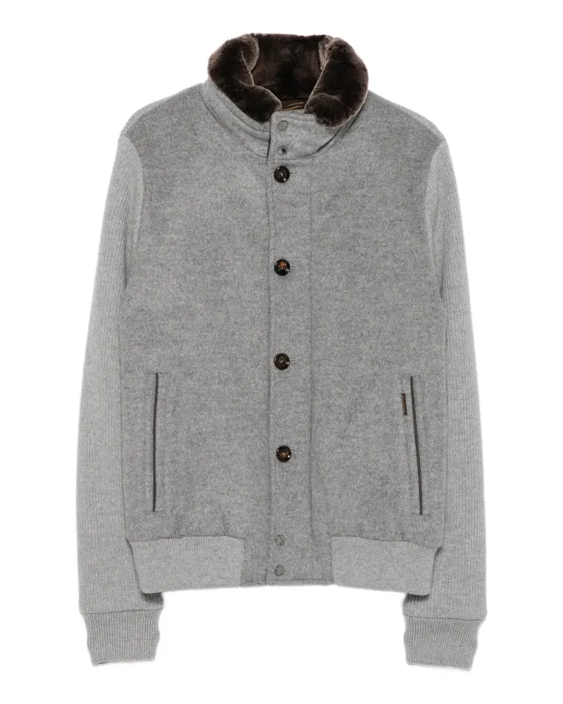 MOORER Bomberjacke mit Faux-Fur-Kragen - Grau Grau